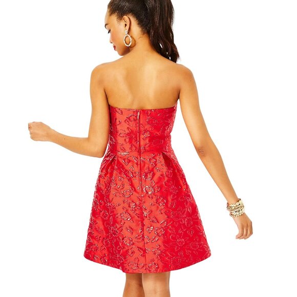 Lilly Pulitzer Kataleya Strapless Jacquard Dress in Amaryllis Reg NWT - Size 14 - Picture 6 of 10